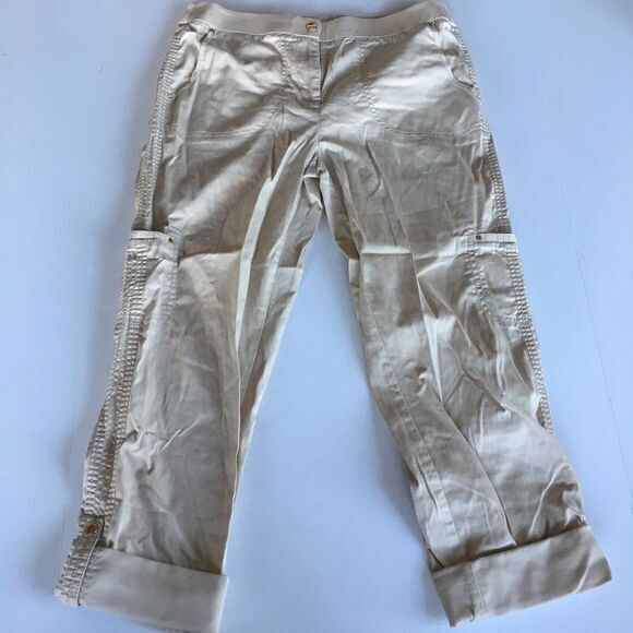 Chico's Crop Foldable Ankle Pants Womens Size 0 US Size‎ S 4 Khaki Beige - Picture 1 of 8